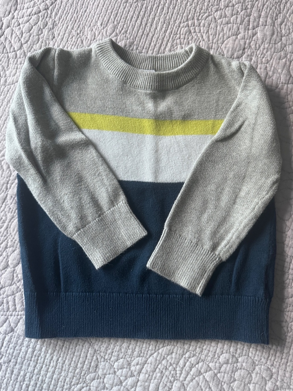 GAP Colorblock Crewneck Sweater in Navy, White & Yellow
